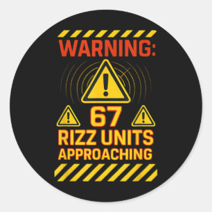 Sticker Rond 67 unités Rizz approchant panneau d'avertissement 