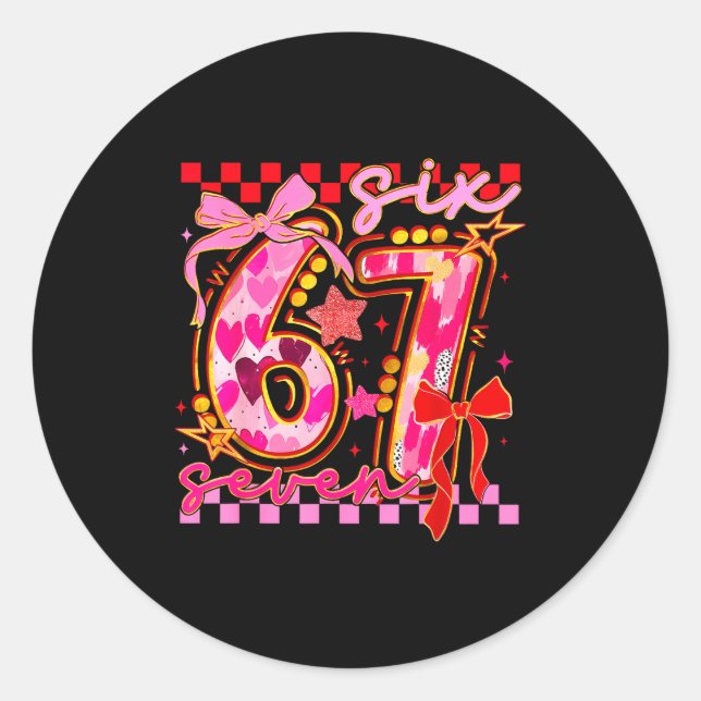 Sticker Rond 67 Valentine Day 6 7 Meme Six Seven Girl Kids  (Devant)