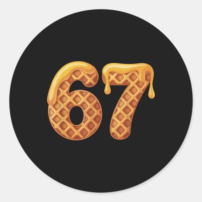 Sticker Rond 67 Waffles Mème Drôle Six Sept Argot  (Devant)