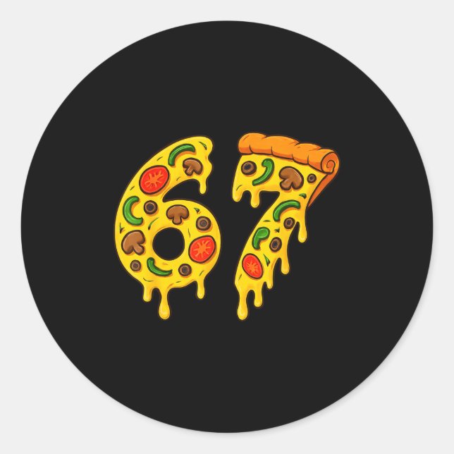 Sticker Rond 67 Zza Mème Drôle Six Sept Argot Enfants Génératio (Devant)