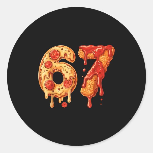 Sticker Rond 67 Zza Meme Funny Six Seven Gen Alpha Slang Kids D (Devant)