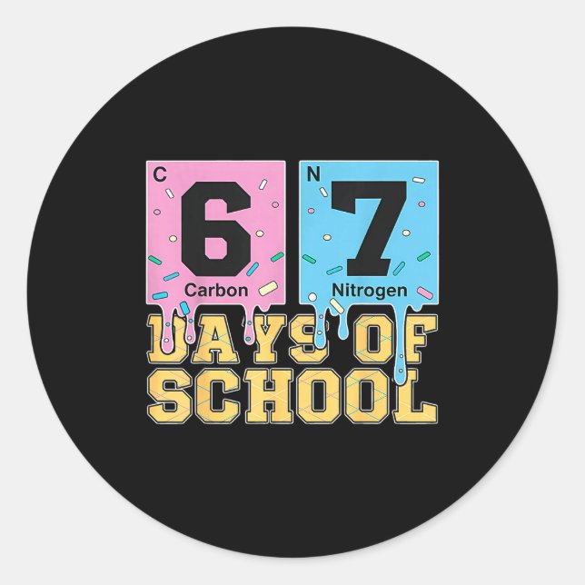 Sticker Rond 67e jour de l'école éléments chimiques enseignant  (Devant)