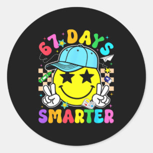 Sticker Rond 67e jour d'école 67 jours plus intelligent enseign