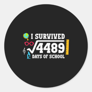 Sticker Rond 67e jour d'école 67 Racine carrée 4489 Six Sept B