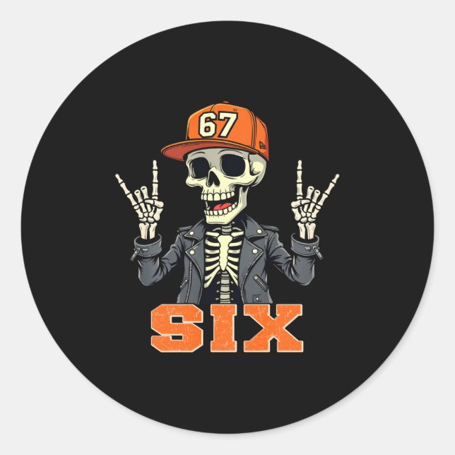 Sticker Rond 67endy squelette – 67 Six Seven Halloween 6 manche (Devant)