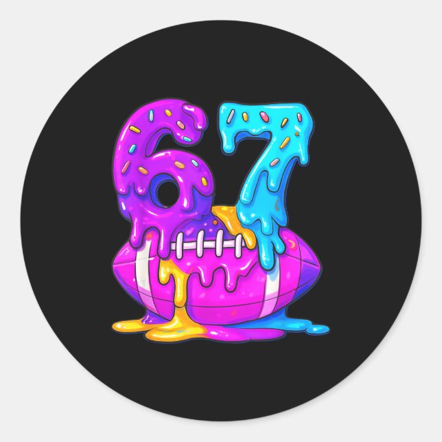 Sticker Rond 67th Birthday Ice Cream American Football Drip 6 7 (Devant)