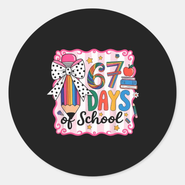 Sticker Rond 67th Day Of School 67 Six Seven Math Teacher  (Devant)