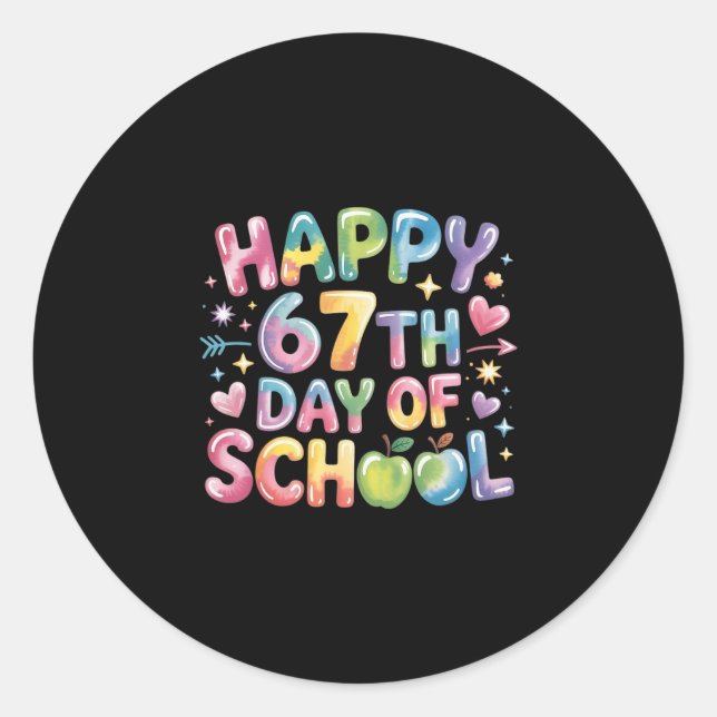 Sticker Rond 67th Days Of School Funny 67 Meme Teacher  (Devant)