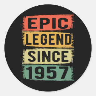 Sticker Rond 68 Ans Anniversaire 1957 Légende épique 68e annive