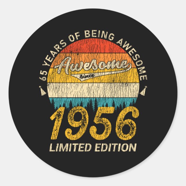 Sticker Rond 69 Ans 1956 Retro Awesome 69e anniversaire Cadeau (Devant)