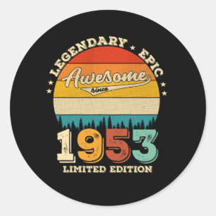 Sticker Rond 69 ans Awesome depuis 1953 69e anniversaire Cadeau
