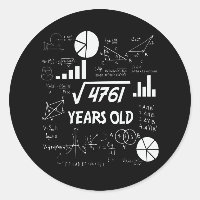 Sticker Rond 69 ans Enseignant des mathématiques Anniversaires  (Devant)
