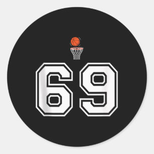 Sticker Rond 69 Nombre Style de basket-ball Débardeur blanc Vin