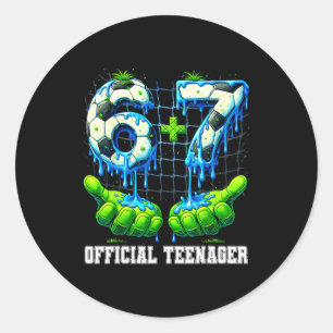 Sticker Rond 6+7 adolescent de 13 ans drip soccer 13e anniversa