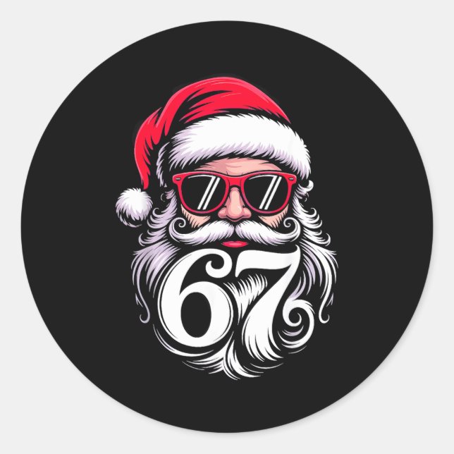 Sticker Rond 6 7 Christmas 67 Santa Six Seven  (Devant)