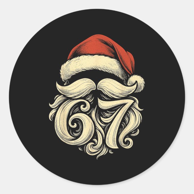 Sticker Rond 6 7 Christmas 67 Santa Six Seven Christmas Boys Te (Devant)