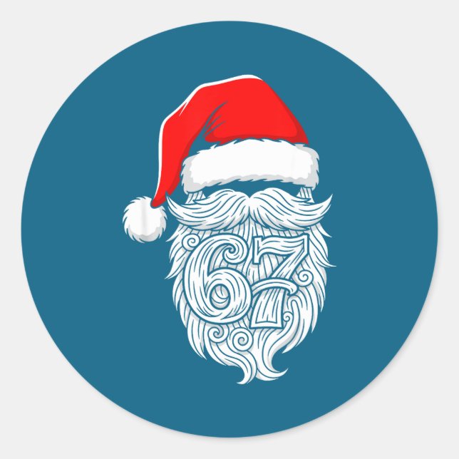 Sticker Rond 6 7 Christmas 67 Santa Six Seven Christmas Boys Te (Devant)