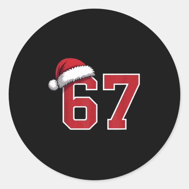 Sticker Rond 6 7 Christmas 67 Santa Six Seven Funny Christmas B (Devant)