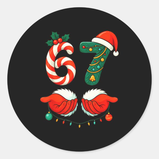 Sticker Rond 6-7 Christmas Squad Funny 67 Six Seven Meme Xmas 6 (Devant)