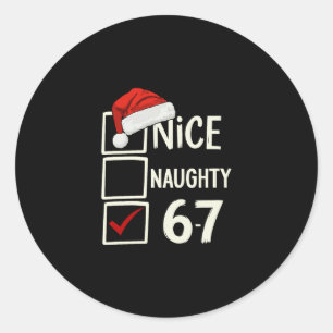 Sticker Rond 6-7 Costume Mème Sympa Coquin 67 Noël Cerveau R