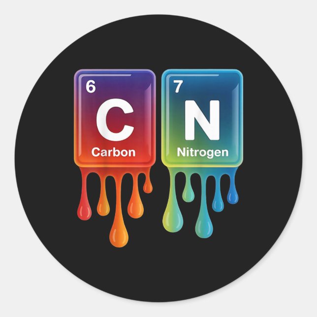 Sticker Rond 6 7 Drôle Science Chimie Professeur Tableau Périod (Devant)