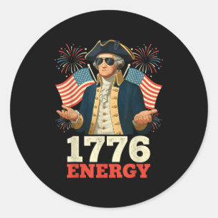 Sticker Rond 6-7 George Washington Six Seven Mème Drôle 4 Juill