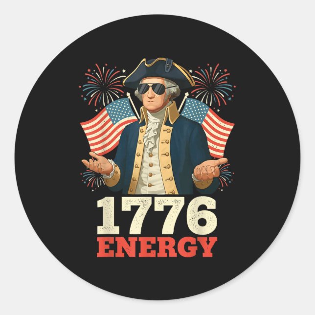 Sticker Rond 6-7 George Washington Six Seven Meme Funny 4th Of  (Devant)