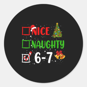 Sticker Rond 6-7 Mème Gentil Méchant 67 Noël Drôle Xmas Enfants