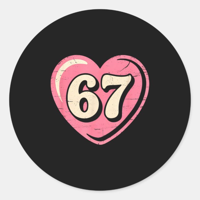 Sticker Rond 6 7 Meme Heart Gen Alpha Six Seven 67 Valentines K (Devant)