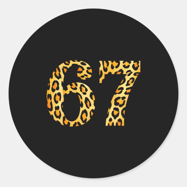 Sticker Rond 6-7 Meme Leopard Cheetah Cool Six-seven  (Devant)