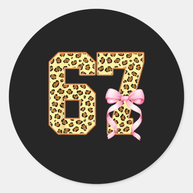 Sticker Rond 6-7 Meme Leopard Cheetah Cool Six-seven Funny 67 G (Devant)