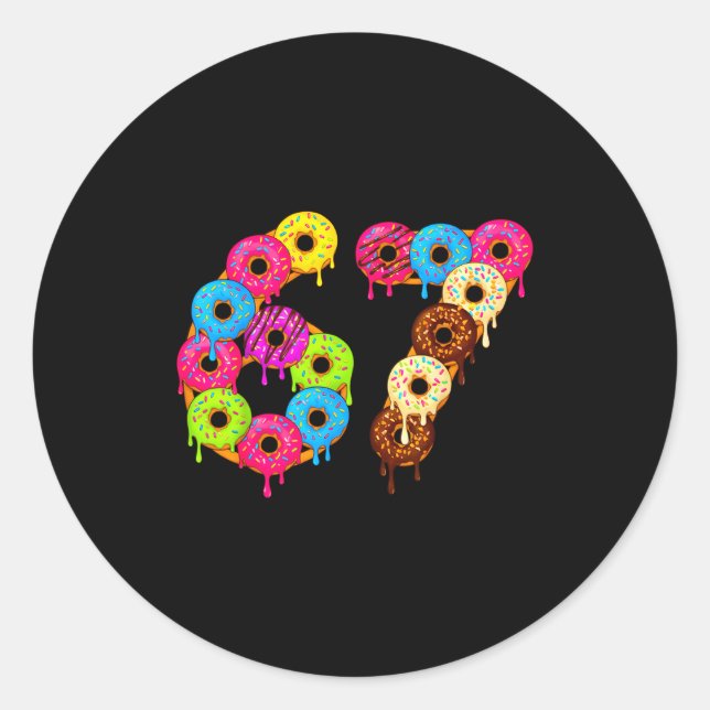 Sticker Rond 6 7 Meme Matching Love Donuts 67 Pajamas Kids Six  (Devant)
