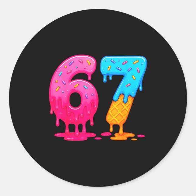 Sticker Rond 6 7 Mème Six Sept Dégoulinade de glace  (Devant)
