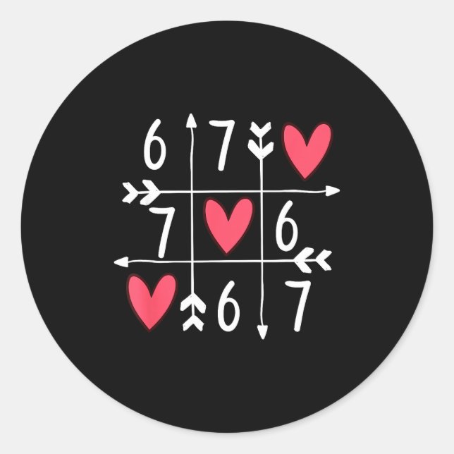 Sticker Rond 6 7 Meme Six Seven 67 Funny Xoxo Game Valentines D (Devant)