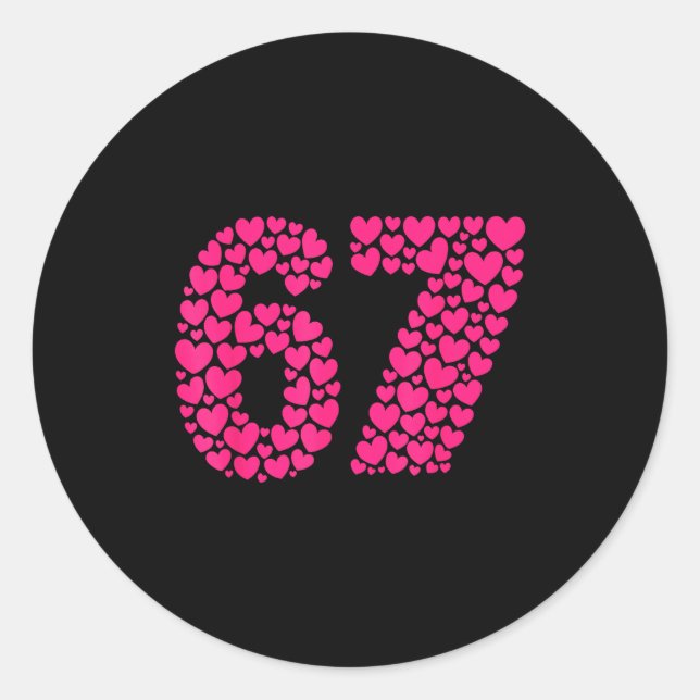 Sticker Rond 6 7 Meme Six Seven Heart Cute Nk Love Valentine Da (Devant)