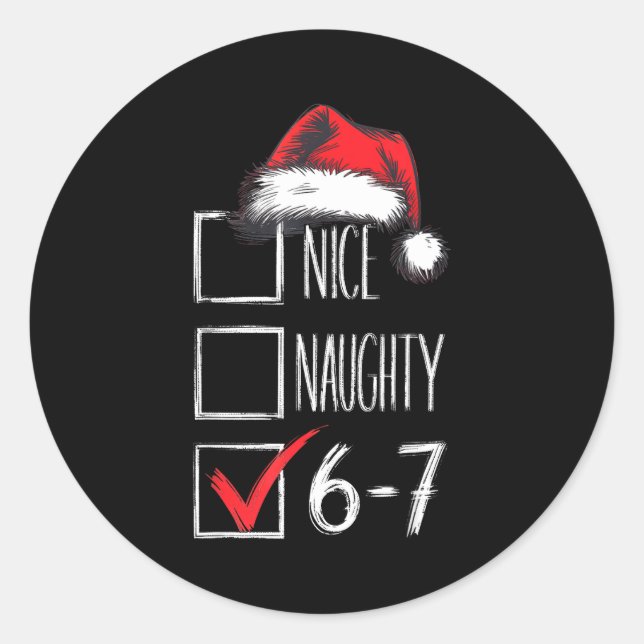 Sticker Rond 6-7 Nice Naughty 67 Christmas  (Devant)