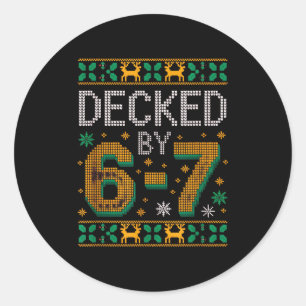 Sticker Rond 6-7 Noël Pull Ugly Christmas Six Seven Noël 67 Mem