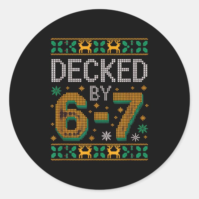 Sticker Rond 6-7 Noël Pull Ugly Christmas Six Seven Noël 67 Mem (Devant)
