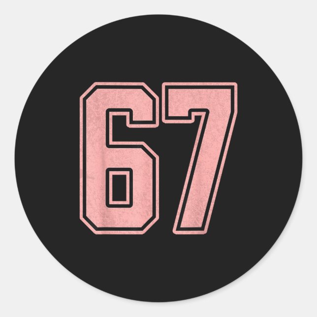 Sticker Rond 6 7 Number 67 Baseball Funny Meme Tee For Women  (Devant)