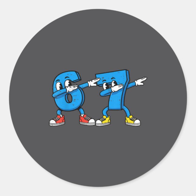 Sticker Rond 6 7 Numéros de Meme Dab (Devant)