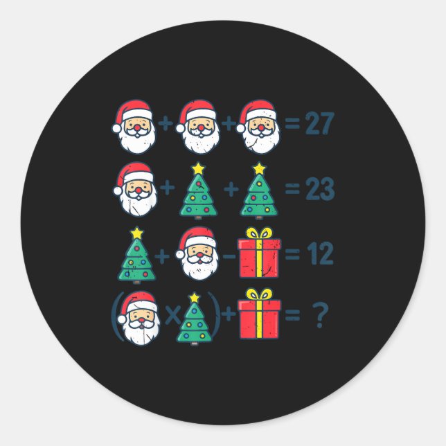 Sticker Rond 6 7 Order Operation Christmas Math Professor Costu (Devant)