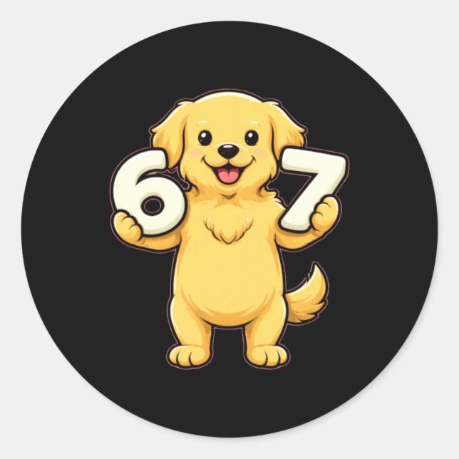 Sticker Rond 6 7 Prof de maths Chien Retriever doré (Devant)