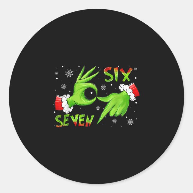 Sticker Rond 6 7 Six Seven Main Génération Z Alpha Argot Meme N (Devant)