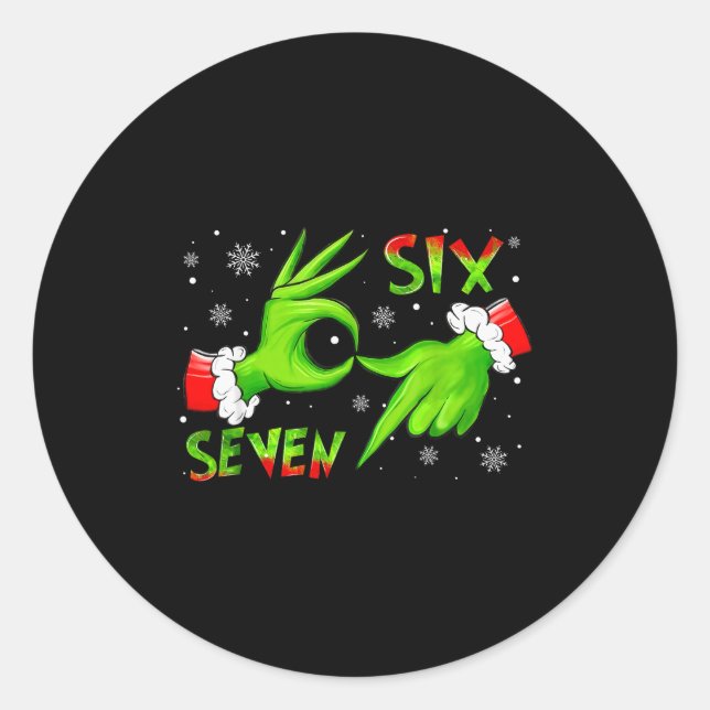 Sticker Rond 6 7 Six Seven Main Génération Z Alpha Meme Argot N (Devant)