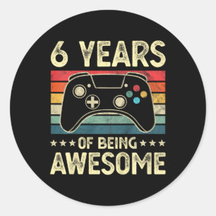 Sticker Rond 6 Ans Awesome Vidéo Jeu 6Anniversaire Boy Ga