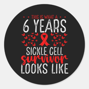 Sticker Rond 6 Ans Sickle Cell Survivante Ribbon Sickle Cell Aw