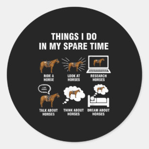 Sticker Rond 6 choses que je fais pendant mon temps libre - Équ