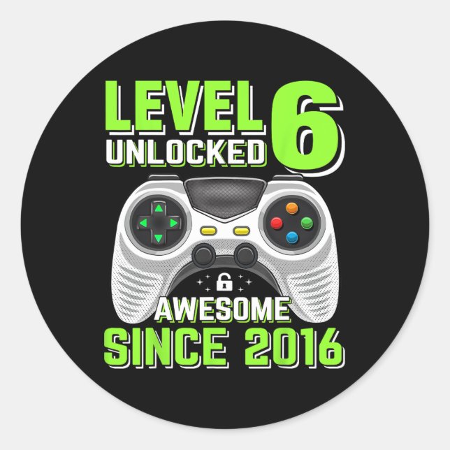 Sticker Rond 6 Déverrouillé Awesome 2016 jeu vidéo 6e anniversa (Devant)