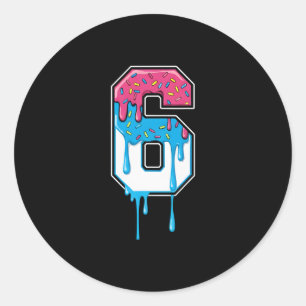 Sticker Rond 6 Numéro Six Équipe Sports Crème Glacée Dégoulinad