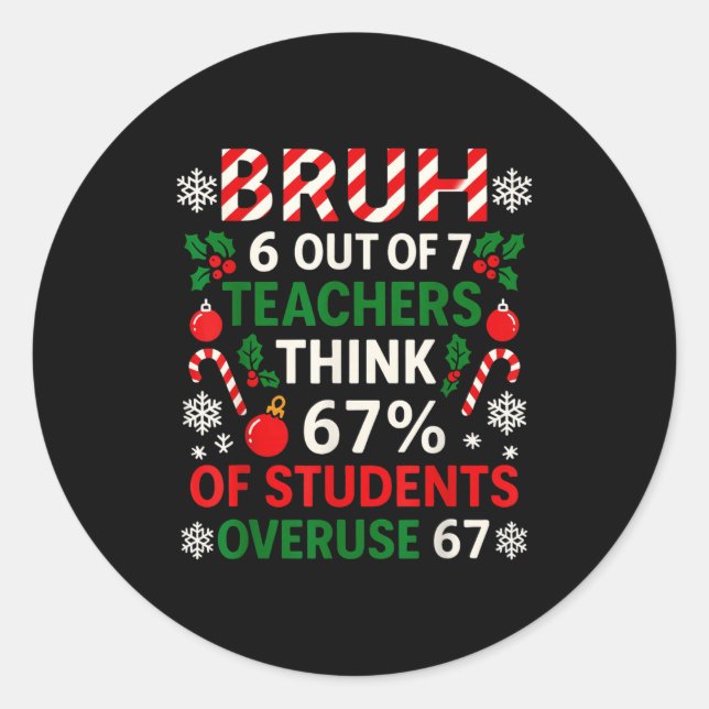 Sticker Rond 6 Out Of 7 Teachers Funny Ugly Christmas Sweater 6 (Devant)